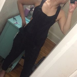 Black jean overalls